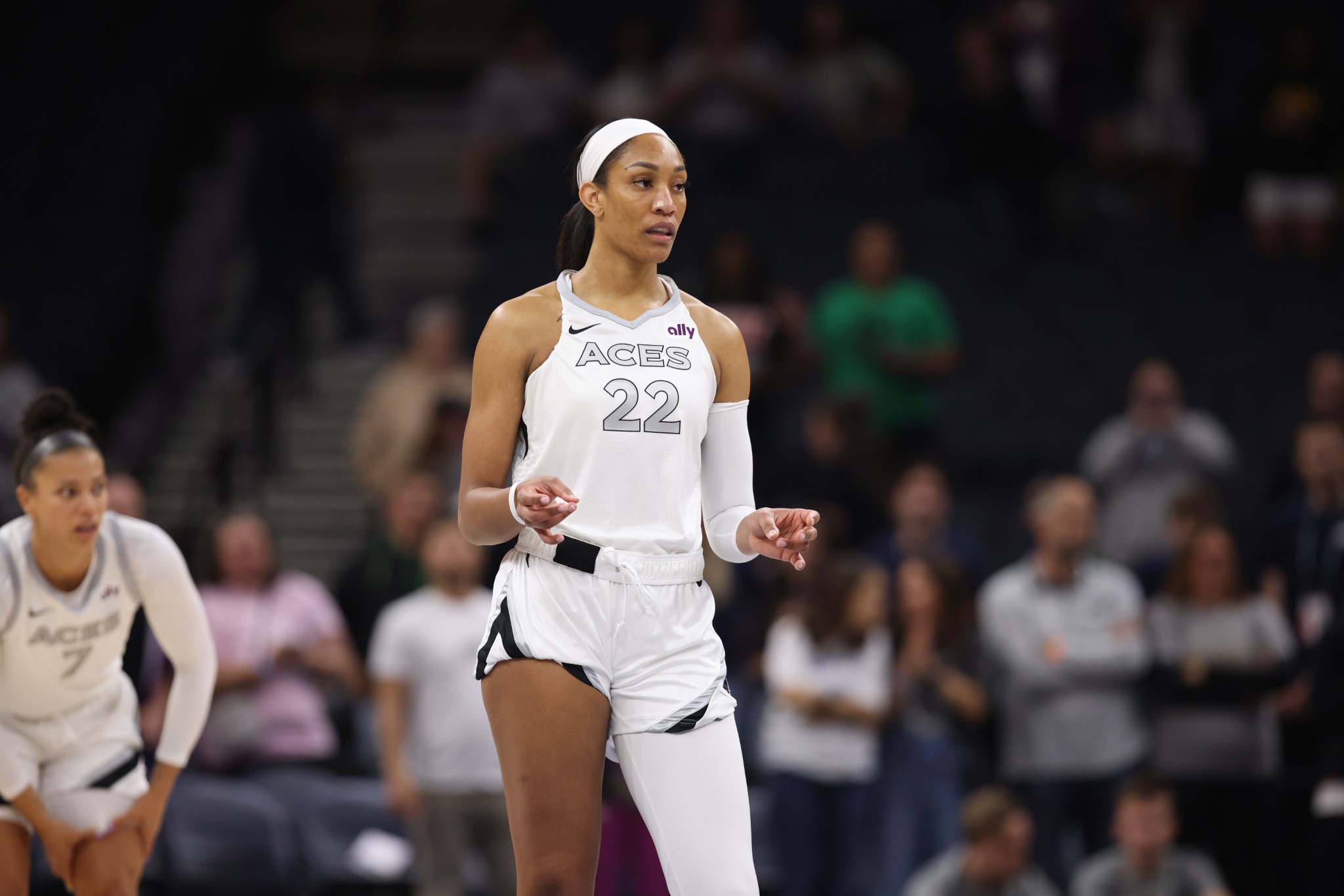 A’ja Wilson playing for the Las Vegas Aces